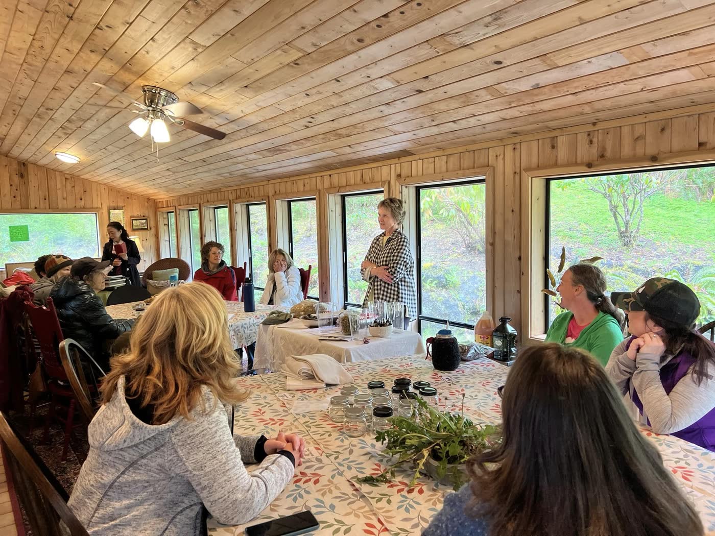 A workshop in the cedar-lined classroom